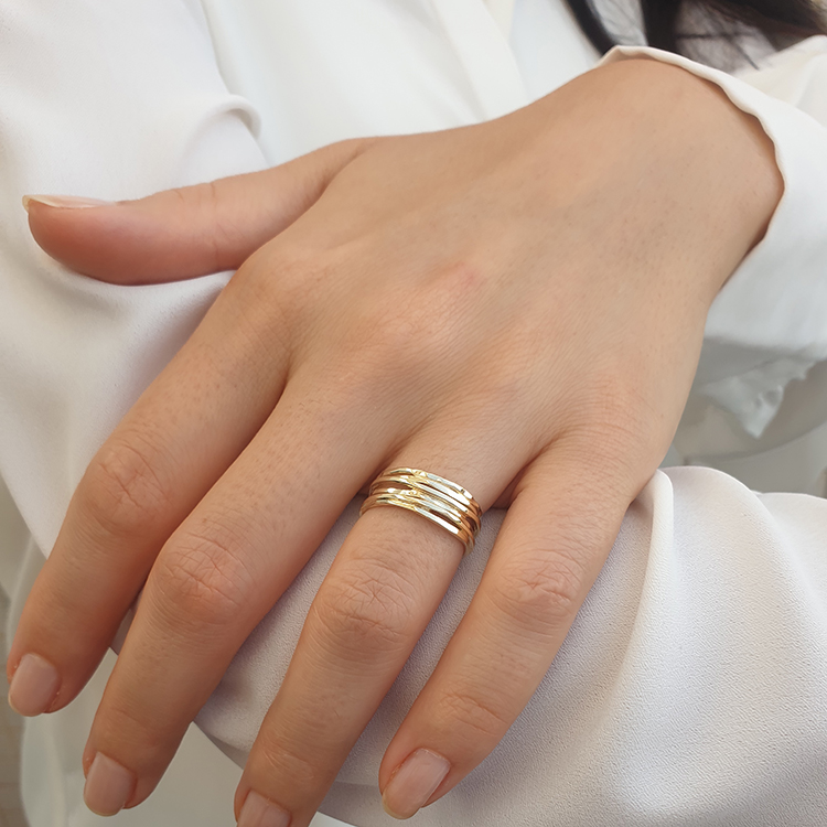 Additional image of A special handmade wires design gold 14K wedding ring
