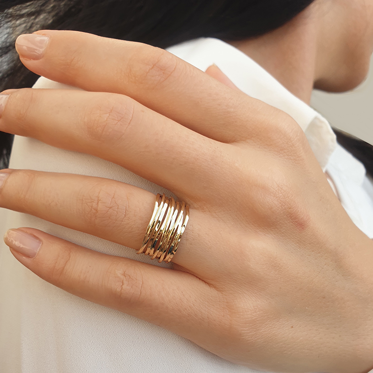 Additional image of  A special handmade wires design gold 14K wedding ring