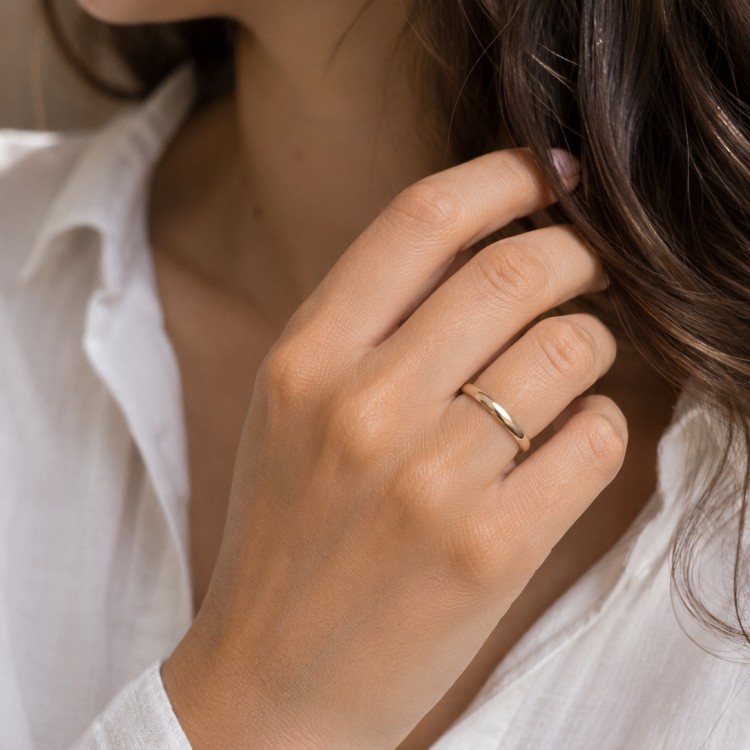 Additional image of  Classic Solid Gold Wedding Band - 9K - 14K - 18K
